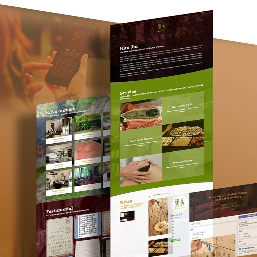 feature image of uiux user experience web interface design for han jiu innovative moxibustion therapy centre in bangkok